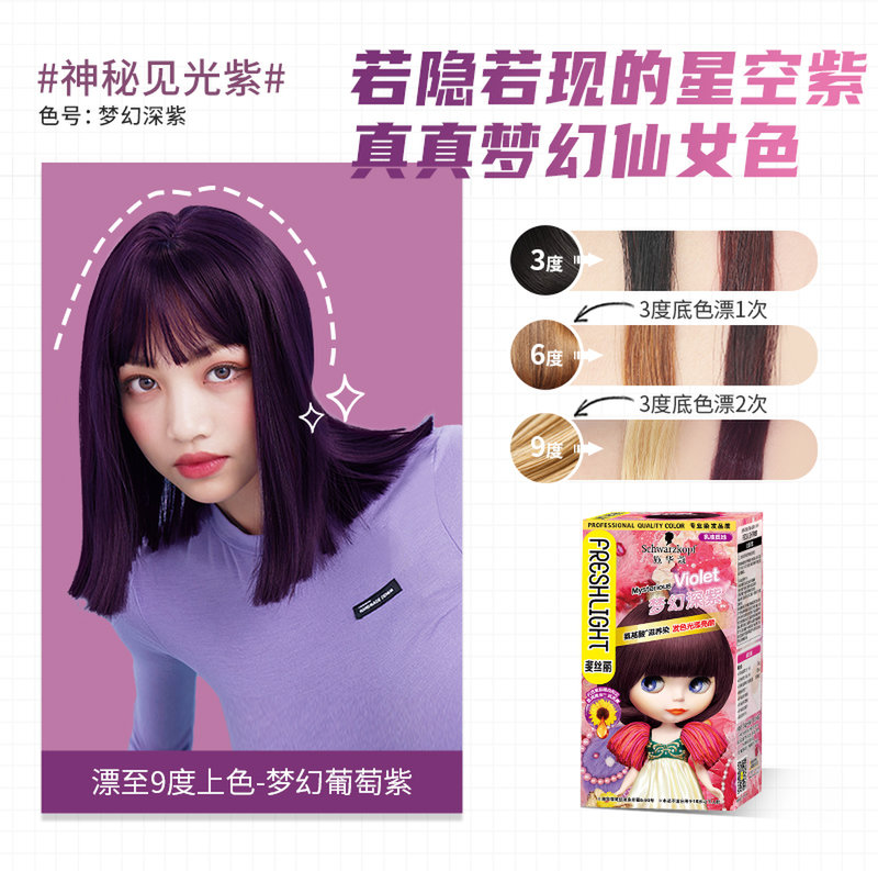 施华蔻染发剂2022流行色显白自己在家染纯青灰色植物非泡沫染发膏梦幻