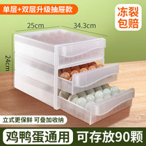 鸡蛋收纳盒抽屉式冰箱用食品级保鲜盒鸡蛋格收纳箱厨房收纳神器(单层+双层抽屉款【可放90颗】 默认版本)