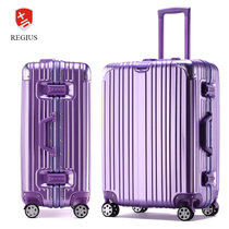 Regius拉杆箱万向轮飞机轮行李箱旅行箱TSA海关锁密码箱男女(尊贵铝框-紫色 28寸飞机轮)