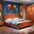 品尚美家 中式实木床 中式雕花 卧室双人大床 简约现代  981(海棠色 单床+床垫)