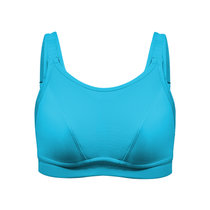 大胸显小胸运动内衣女薄款防下垂大码胖mm防震健身跑步背心式文胸(85E 蓝色)