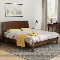 恒兴达 北欧全实木床1.8米卧室橡胶木家具储物床1.5米双人床(1.5*2米胡桃色 单床)