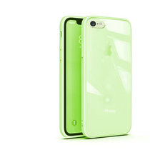 苹果13pro苍岭绿手机壳iphone12镜头全包11钢化玻璃XR/11plus/SE3(【抹茶绿】直边玻璃 苹果13（ipone 13）)
