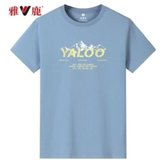 雅鹿夏季短袖t恤男纯棉宽松大码打底衫4XL蓝色 舒适
