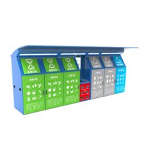 俊采云JCY-1400A六分类智能垃圾分类收集箱 分类垃圾箱果皮箱垃圾桶 垃圾分类亭分类房 含APP软件 （单位：套装）(军绿色 JCY-1400A)