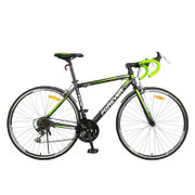 永久公路车21速铝合金700C双钳刹弯把男女士学生单车自行车F02(黑绿色)