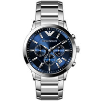 阿玛尼手表商务休闲时尚潮流三眼多功能蓝色旋彩男士钢带石英手表AR2448(蓝色 钢带)
