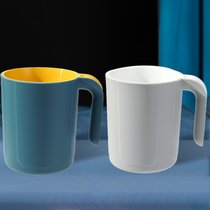 简约漱口杯家用刷牙杯缸洗水杯创意套装三口之家便携一对情侣杯子(蓝黄+灰白【2个装】)