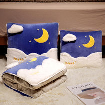 抱枕被子两用冬季午睡枕头被汽车载内靠枕办公室加厚折叠毯二合一(月亮)