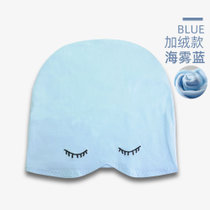 SUNTEK睡帽女可爱夏季薄款包头帽睡眠空调防风睡觉保暖儿童月子帽子(XS码（适合头围44-48cm）建议0-3岁宝宝 加绒款：眯眯眼-静谧蓝)