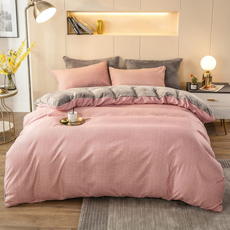 床品件套南极人加厚时尚款法兰绒四件套200230cm柔软细