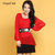 OopsCiah 简约时尚纯色连衣裙（配皮带） 96802(红色 均码F)