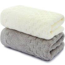 三利 纯棉素雅毛巾2条装 32×74cm 情侣款柔软吸水洗脸面巾(灰色+米白 毛巾)