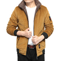 吉普盾(NIANJEEP)男士纯棉棉服灯芯绒翻领保暖棉衣男士户外工装保暖外套(粉红色 XXXL)