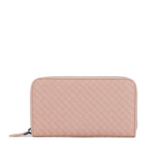 BOTTEGA VENETA女士粉色皮革拉链钱包 114076-V001N-6813粉色 时尚百搭