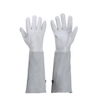 跨境热卖羊皮手套防刺劳保手套加长款拼接多功能手套园艺手套(白色 XL)