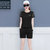 莉菲姿 夏季新款韩版时尚跑步卫衣套装短袖短裤休闲宽松运动服两件套女(黑色 XL)