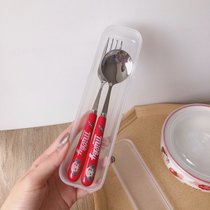 韩版ins风陶瓷泡面碗宿舍用学生可爱麦片沙拉甜品碗大容量手柄碗(不二家专属勺叉套装)