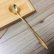 日式创意樱花勺不锈钢长柄小勺金色咖啡勺子可爱甜品奶茶搅拌勺(金色玫瑰长勺 默认版本)