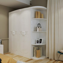 实木衣柜卧室储物柜橡胶木四门简约现代中式转角家具(白色 无转角衣柜)