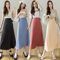 2022夏季新品时尚气质一片式雪纺半身裙(西瓜红 均码（建议80-130斤）)