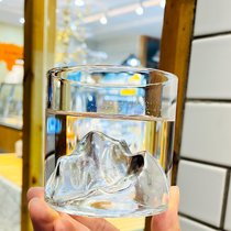 创意彩色观山杯复古日式雪山峦玻璃杯家用泡茶水杯威士忌洋酒杯子(银山观山杯)