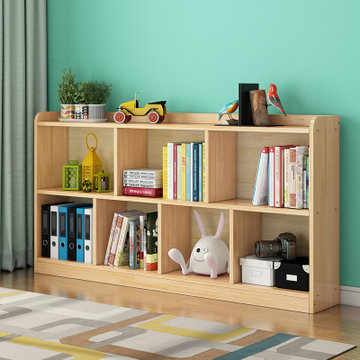 实木儿童松木书柜书架置物柜储物柜玩具柜文件柜简约教室两层清漆松木