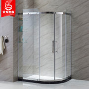 艾戈恋家卫浴 304不锈钢淋浴房 整体浴室 弧扇形卫生间钢化玻璃隔断门BG66（送层架和石基）(6mm厚 左向 900*1100mm)