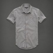 MACFION迈克菲恩精纺亚麻短袖衬衫舒适透气F034(灰色 L)