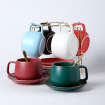 欧式小奢华创意描金咖啡杯碟套装陶瓷家用下午茶具咖啡器具配杯架(六杯六碟六勺普通杯架 默认版本)