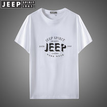 JEEP SPIRIT吉普男士短袖T恤新款夏装圆领半袖套头衫字母潮款运动打底衫(2-2017白色 4XL)