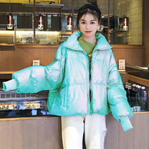 某织造 韩版宽松冬季新款潮短款ins港风时尚加厚羽绒服外套YQF00002(绿色 均码)