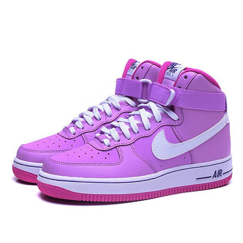 休闲鞋板鞋nikeairforce1af1gs空军一号高帮白粉紫女款653998501紫粉