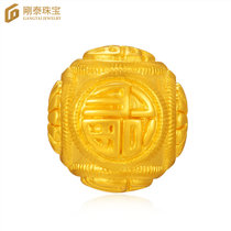 刚泰珠宝 3D硬金黄金福字转运珠足金路路通福祉盈门手绳串珠子 福珠