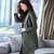 莉妮吉尔时尚2018年春季新款女韩版时尚气质中长款长袖修身百搭皮衣夹克外套(军绿色 L)