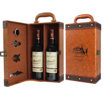 法国红酒2支装 路易拉菲干红葡萄酒原瓶进口750ml*2瓶红酒礼盒装酒杯(传承2支礼盒装（古典棕）)