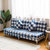 小户型布艺沙发简易客厅可折叠沙发单人双人三人沙发出租房沙发床(三人座长度1.5米：不带抱枕 蓝白格-棉麻)
