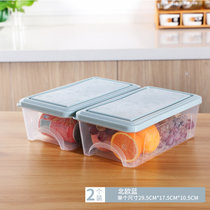 冰箱收纳盒保鲜盒套装塑料密封盒可饺子冷冻盒食品水果饭盒(北欧蓝 2个装)