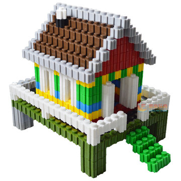 百变积木拼插3d立体拼图儿童桌面玩具乐高式塑料积木6岁9色6斤1800