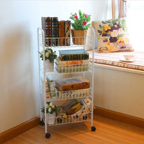 家时光 简易置物架厨房蔬菜置物架落地多层装放菜架子实用移动果菜篮收纳架(四层中号)