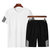 夏季短袖套装男 大码2020新款休闲运动男装韩版夏装速干t恤两件套(2XL 135白色)