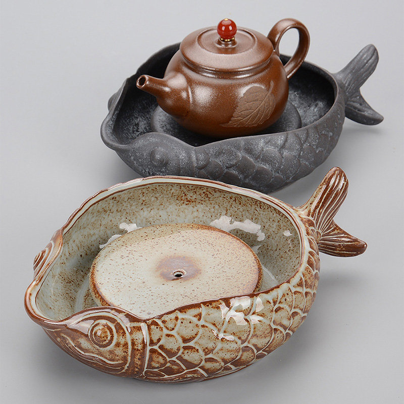 茶具关耳窑年年有余壶承银斑鱼壶承返回商品页
