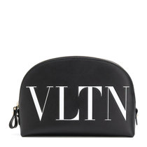Valentino女士黑色皮革徽标化妆包QW0P0R04-RCH-0NI黑色 时尚百搭