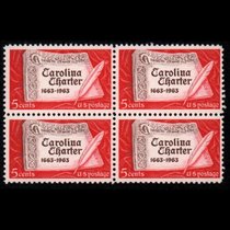 东吴收藏 集邮 美国邮票 按照年份排序 之三十四(1963-13	卡罗莱纳州法典【四方连】)