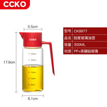 CCKO自动开合油壶油罐厨房家用油壶酱油瓶玻璃防漏酱油醋调料醋壶欧式CK9977(300ml高硼硅玻璃油壶（红色RD）)