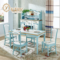 拉斐曼尼 餐桌 地中海乡村风格餐桌 小户型餐厅韩式田园餐桌椅组合 SHT001(一桌六椅)