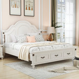 a家家具 美式床白色实木床1.5/1.8米主卧欧式乡村卧室双人床婚床(单床 1.5*2米框架床)