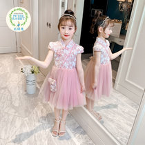 比得兔 女童连衣裙夏装2021年新款洋气裙子网红夏季儿童公主裙女大童汉服(110 粉色)