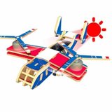 若态科技Robotime益智玩具木质拼插装太阳能模型太阳能飞机五合一