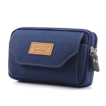 手机包男士腰包干活工地多功能穿腰带手机套竖款中老年迷你小包包蓝色